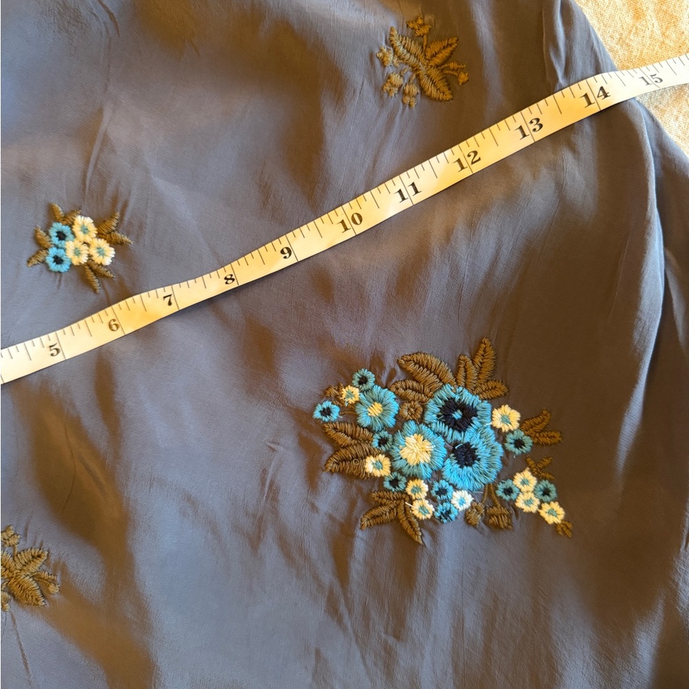 New Free People Bali Santa Cruz Ruffle Blue Floral Embroidered Maxi Dress M - Picture 13 of 16